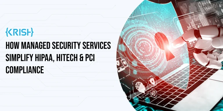 Managed security services simplifying HIPAA, HITECH, and PCI compliance with cybersecurity illustration